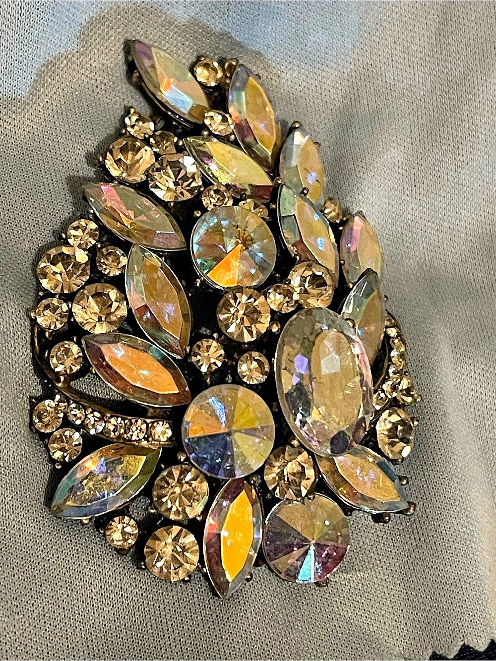 Multicolor Crystal Floral Brooch